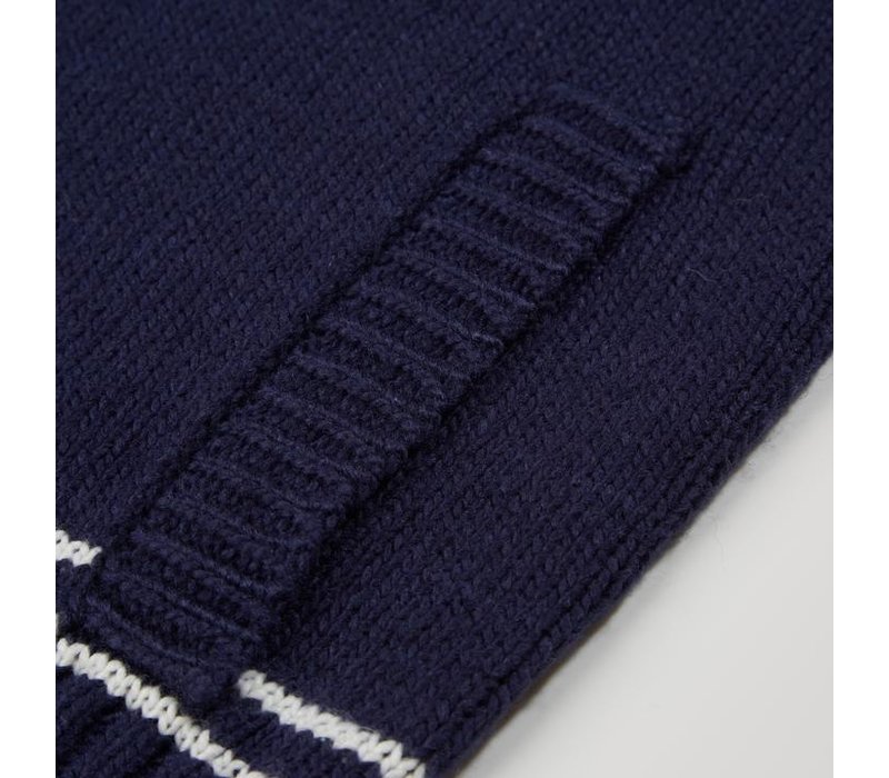 Weekend Offender Lugo full zip knit sweater Navy