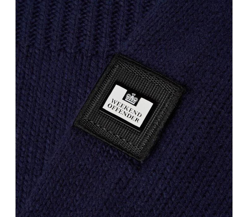 Weekend Offender Lugo full zip knit sweater Navy