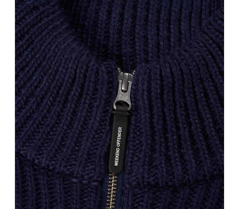 Weekend Offender Lugo full zip knit sweater Navy