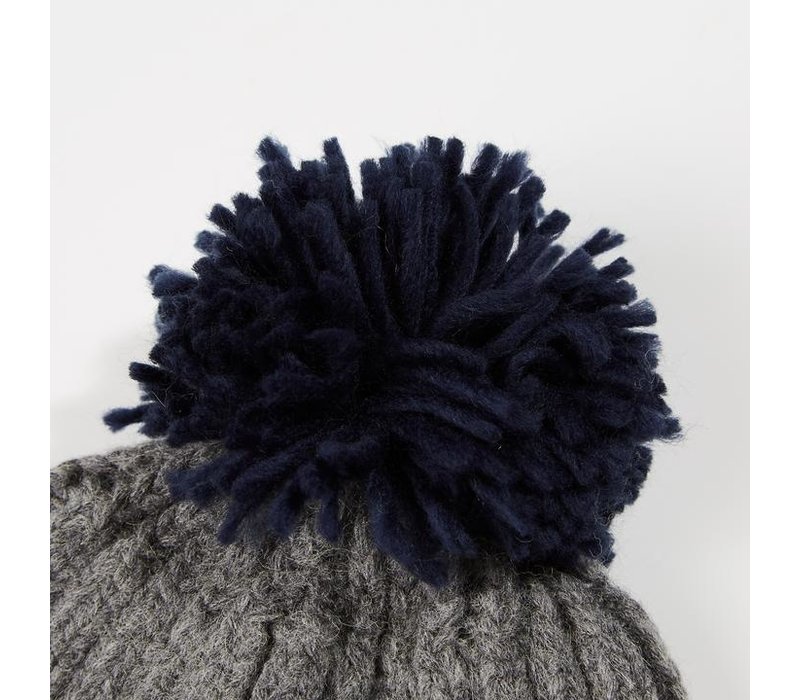 Weekend Offender Gerdai knit bobble hat Steel Grey