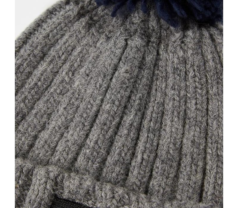 Weekend Offender Gerdai knit bobble hat Steel Grey