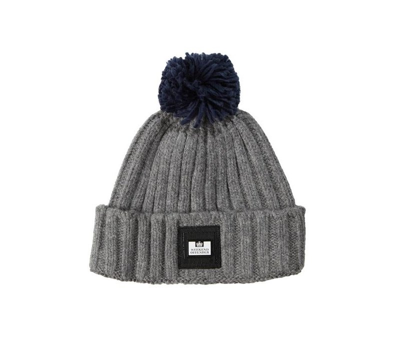 Weekend Offender Gerdai knit bobble hat Steel Grey