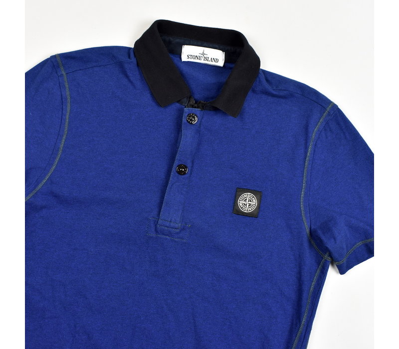 Stone Island blue cotton short sleeve patch program polo shirt S