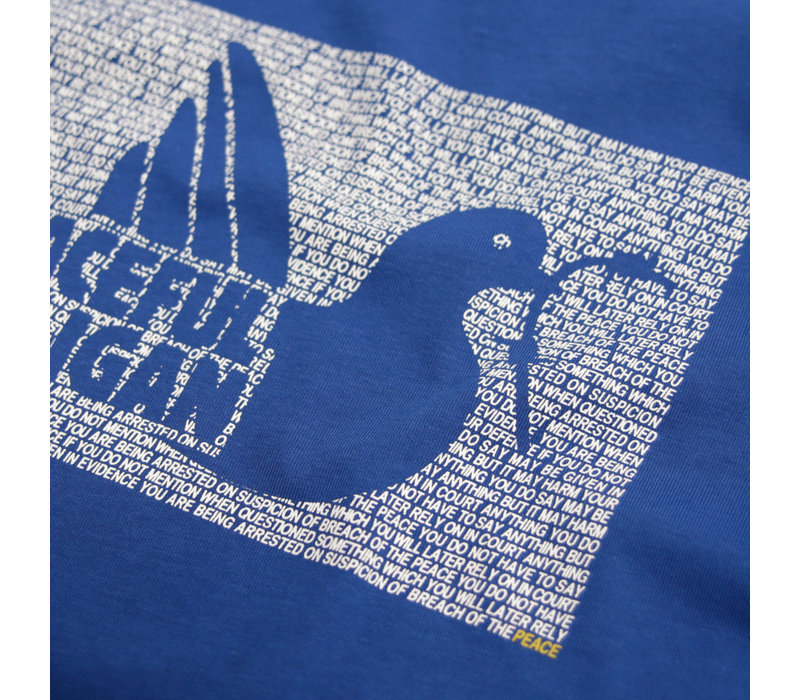 Peaceful Hooligan Justice t-shirt Bright Blue