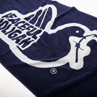 Peaceful Hooligan Dove logo beach towel Navy