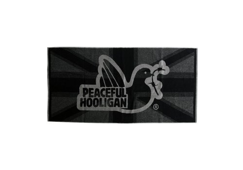 Peaceful Hooligan Peaceful Hooligan Union Jack Dove logo beach towel Black