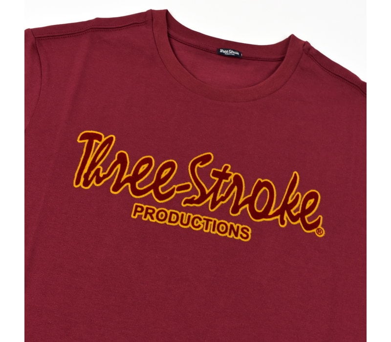 Three Stroke Productions classic flock print t-shirt Burgundy