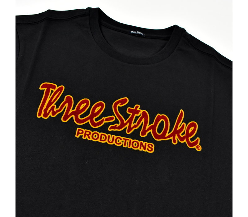 Three Stroke Productions classic flock print t-shirt Black