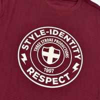 Three Stroke Productions style identity respect t-shirt Burgundy