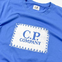 C.P. Company jersey 30/1 label print crew t-shirt Riviera Blue