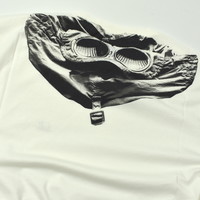 C.P. Company jersey 30/1 goggle hood print crew t-shirt Gauze White