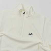 C.P. Company stretch piquet ss zip polo shirt Gauze White