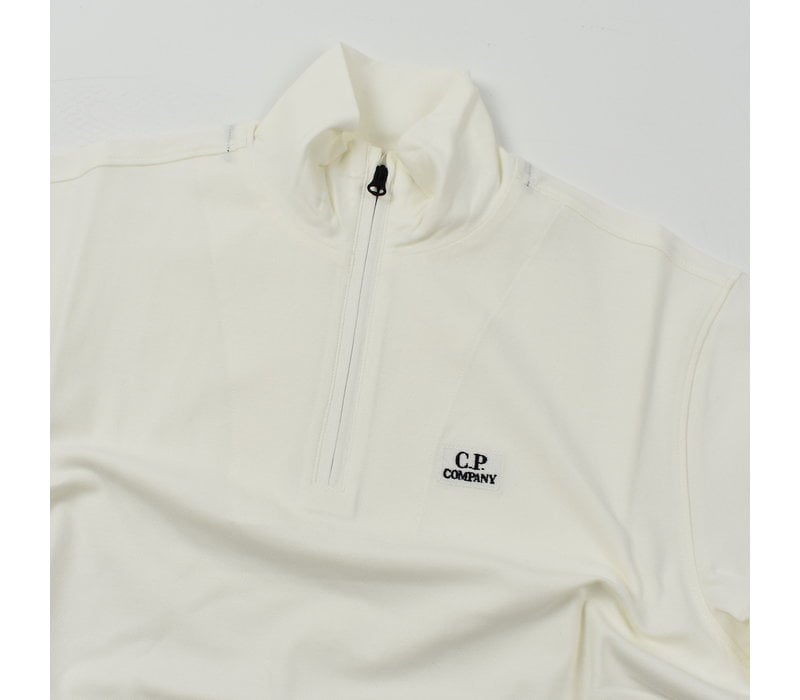 C.P. Company stretch piquet ss zip polo shirt Gauze White