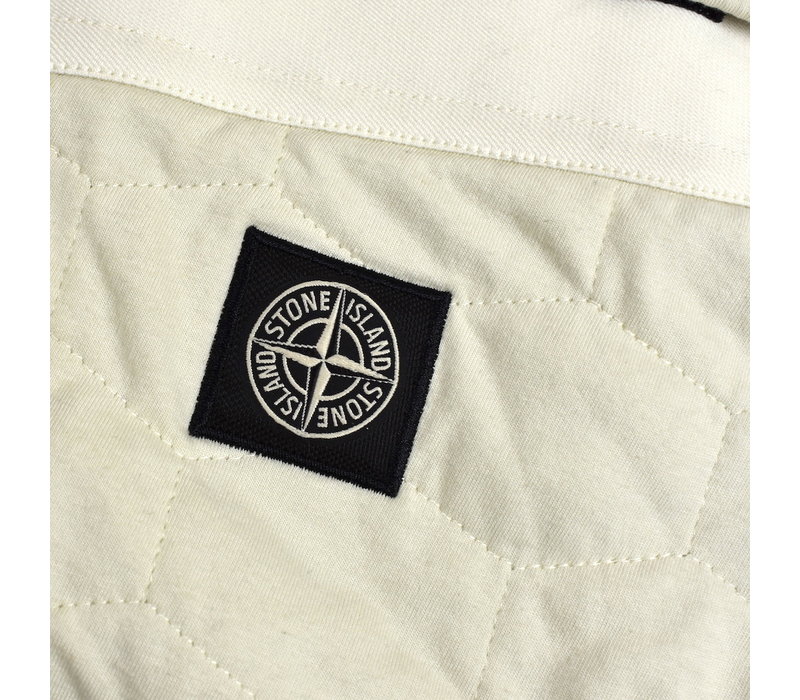 Stone Island ivory quilted hexagonal motif hooded sweatjacket L