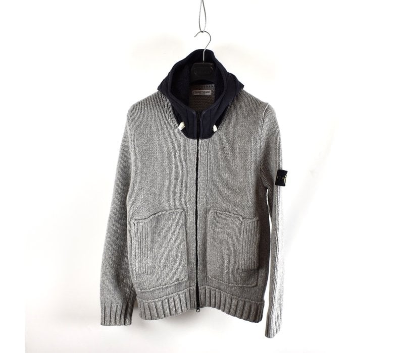 Stone Island grey heavy wool hooded knit XL