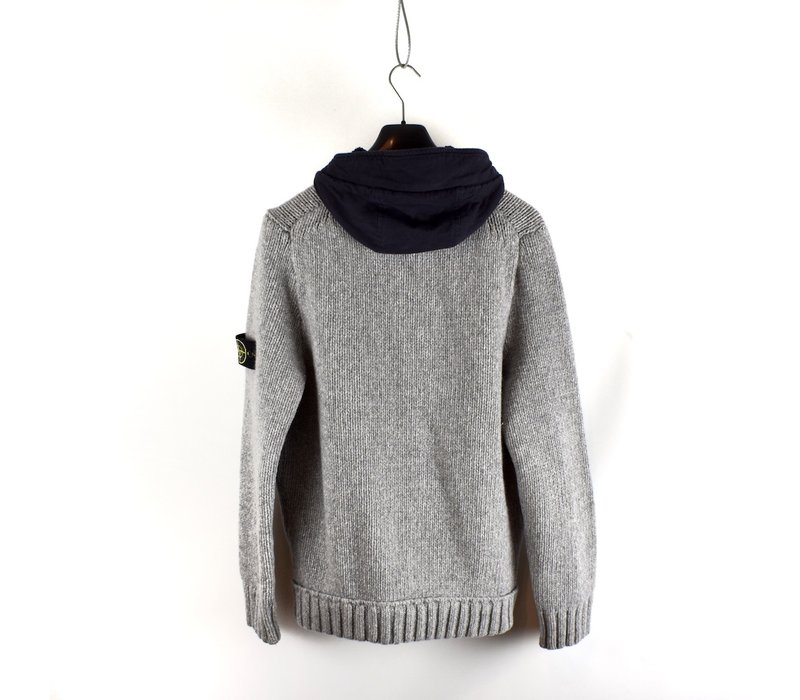 Stone Island grey heavy wool hooded knit XL