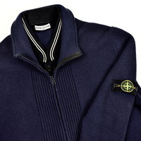 Stone Island navy wool full zip knit XXXL