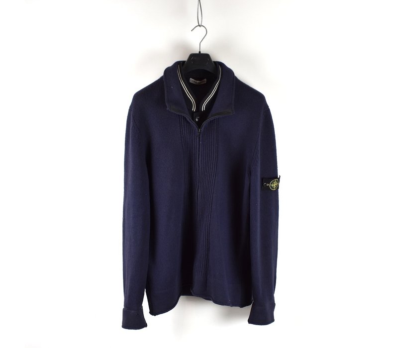 Stone Island navy wool full zip knit XXXL