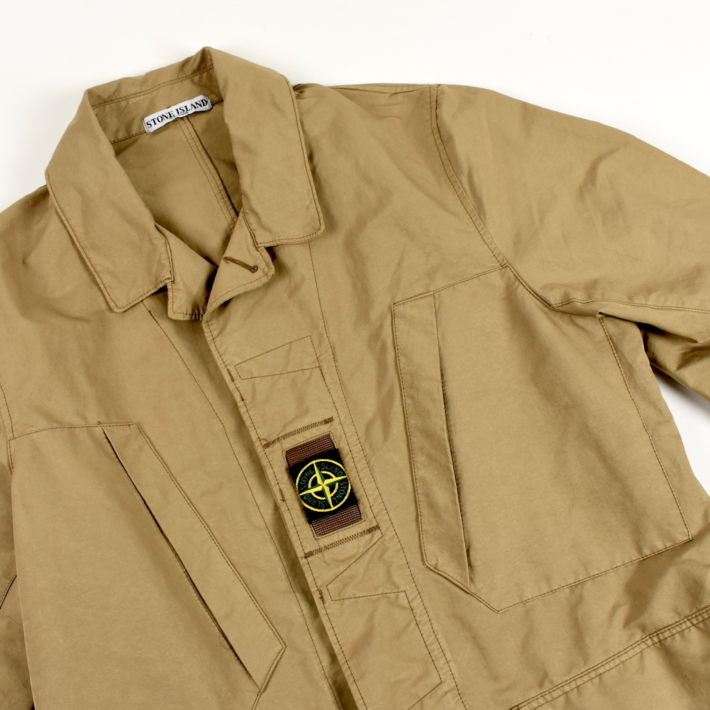 Maken Banzai Achternaam Stone Island brown david microfiber chest badge blazer jacket XL -  Archivio85