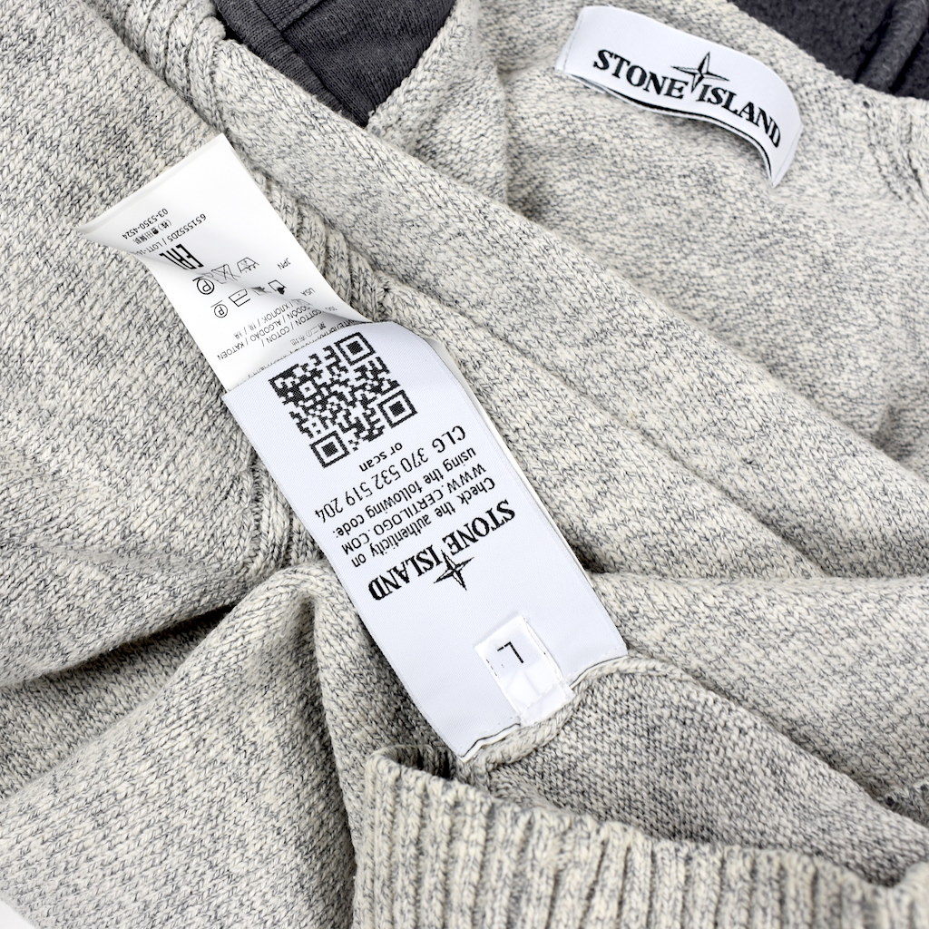 Stone Island melange grey cotton hooded full zip knit L - Archivio85