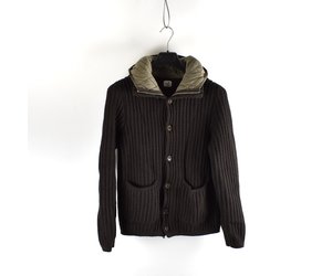 C.P. Company black knit wool hooded jacket S - Archivio85