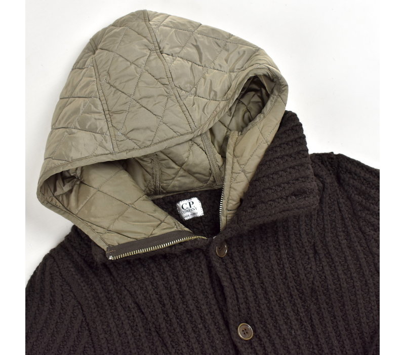 C.P. Company black knit wool hooded jacket S