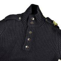 Stone Island navy shoulder badge wool quarter neck knit XXXL