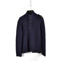 Stone Island navy shoulder badge wool quarter neck knit XXXL