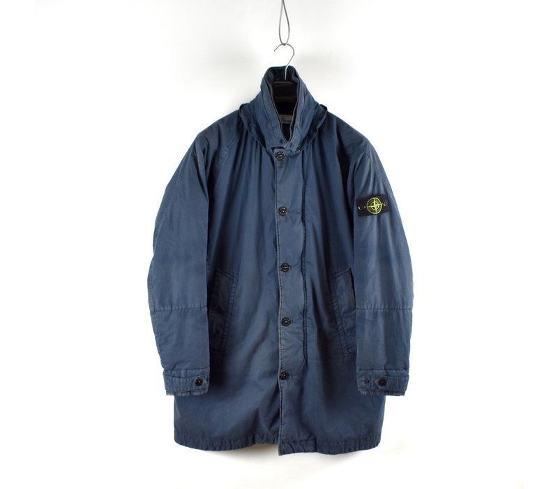 Stone Island blue 50 fili resinata down-tc trench coat XL