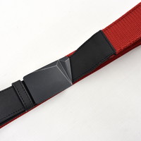 Stone Island red canvas belt with compass star buckle 95cm