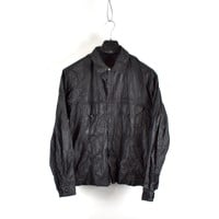 Stone Island black waxed cotton spell out logo cotton overshirt L