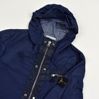 Stone Island navy spalmatura coated nylon hooded jacket M