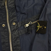 Stone Island navy spalmatura coated nylon hooded jacket M