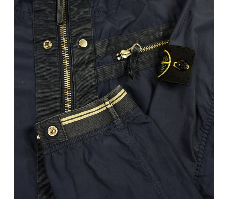 Stone Island navy spalmatura coated nylon hooded jacket M