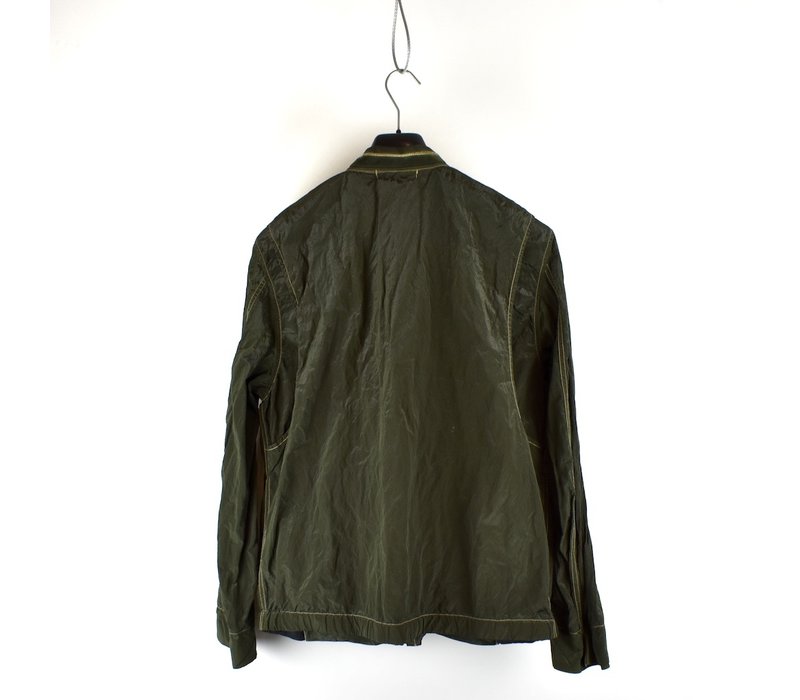 Stone Island green nylon metal biker jacket XL