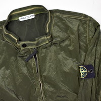 Stone Island green nylon metal biker jacket XL