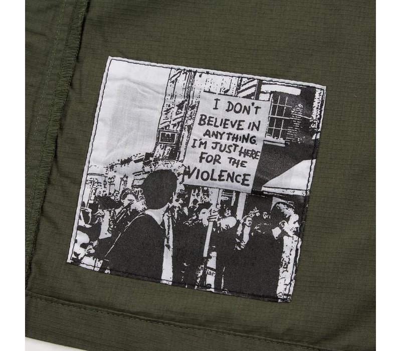 Weekend Offender Railay long sleeve cotton ripstop overshirt Dark Army Green