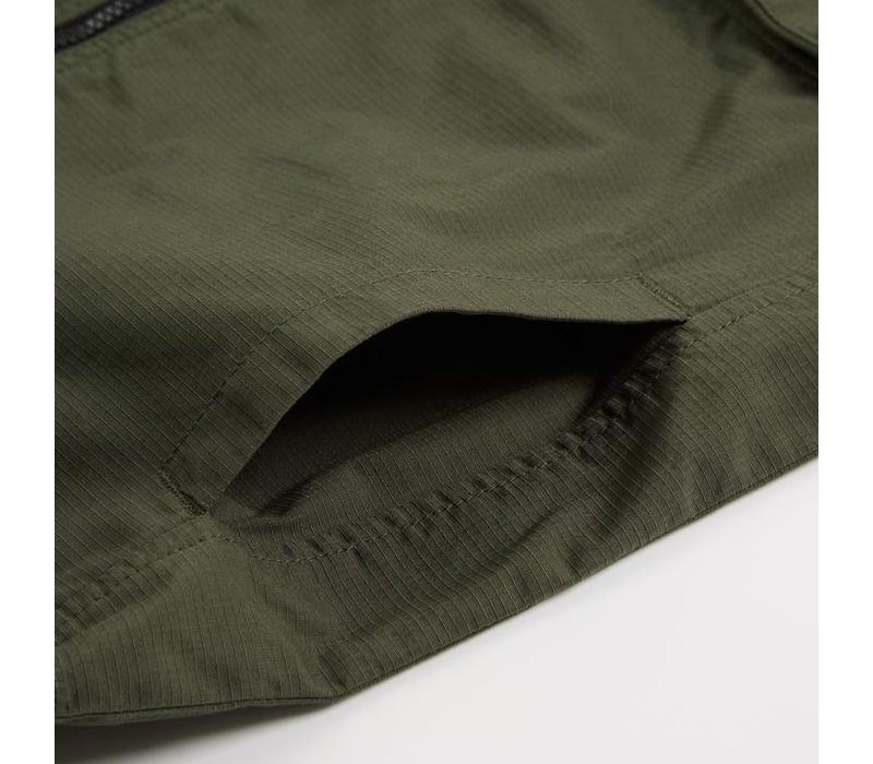 Weekend Offender Railay long sleeve cotton ripstop overshirt Dark Army Green