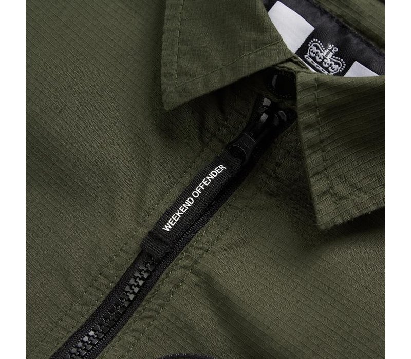 Weekend Offender Railay long sleeve cotton ripstop overshirt Dark Army Green