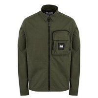 Weekend Offender Railay long sleeve cotton ripstop overshirt Dark Army Green