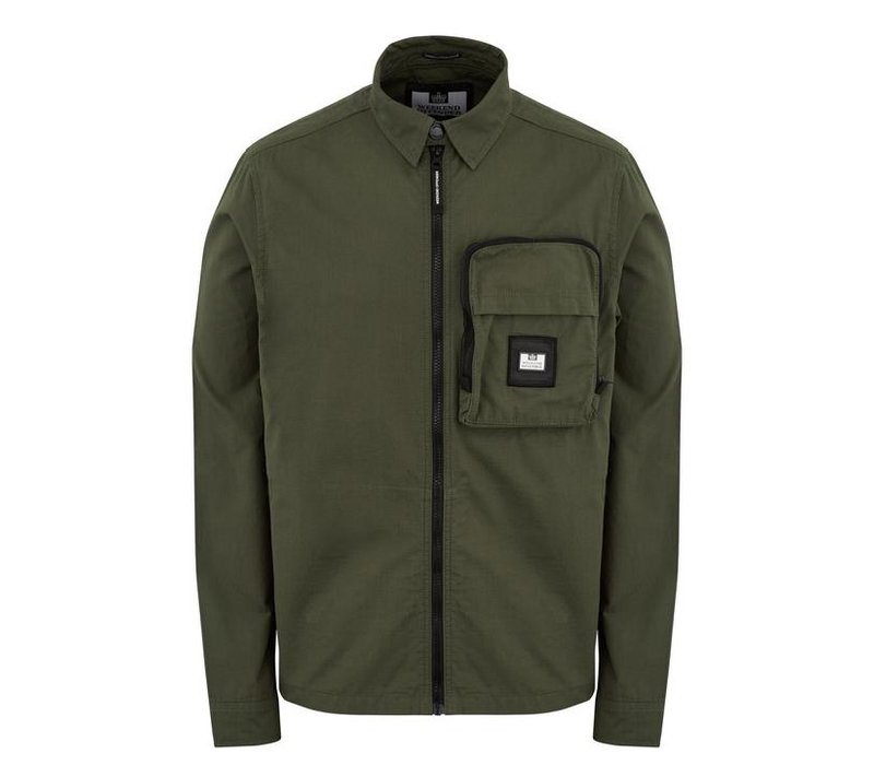 Weekend Offender Railay long sleeve cotton ripstop overshirt Dark Army Green