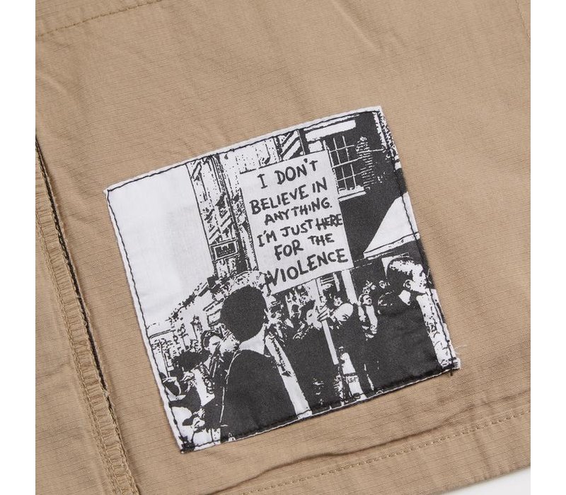 Weekend Offender Railay long sleeve cotton ripstop overshirt Stone