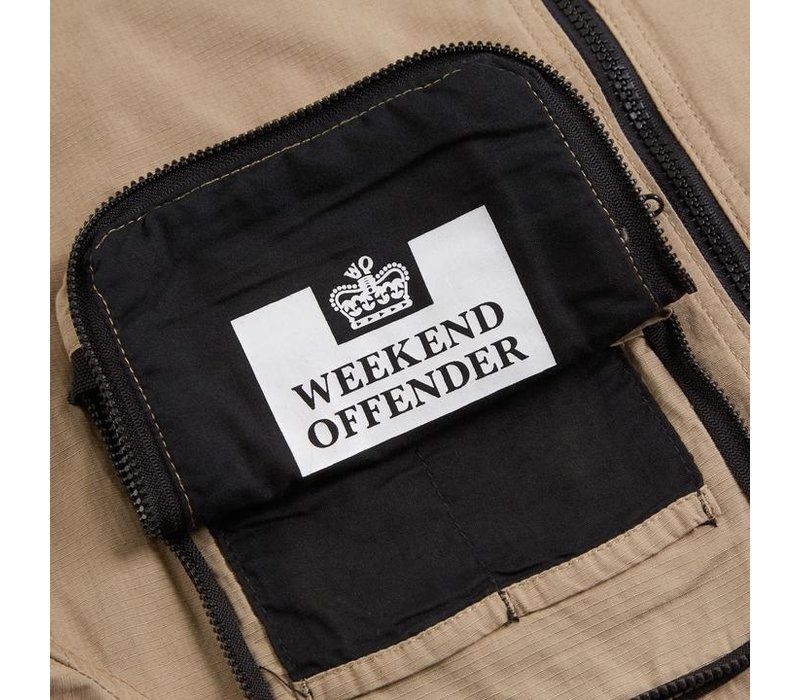 Weekend Offender Railay long sleeve cotton ripstop overshirt Stone