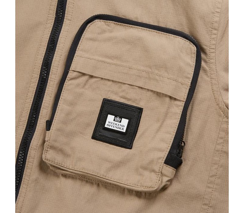 Weekend Offender Railay long sleeve cotton ripstop overshirt Stone