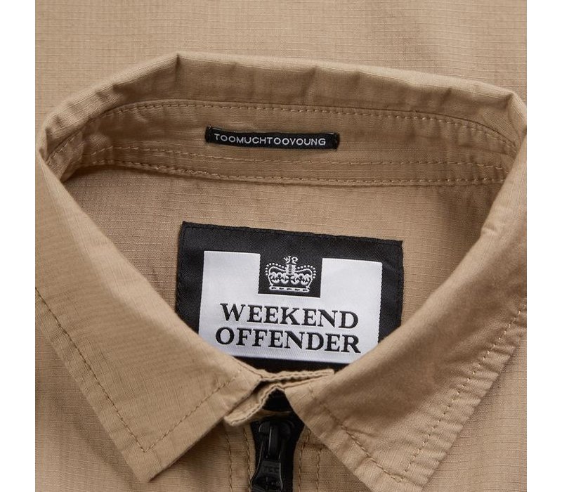 Weekend Offender Railay long sleeve cotton ripstop overshirt Stone