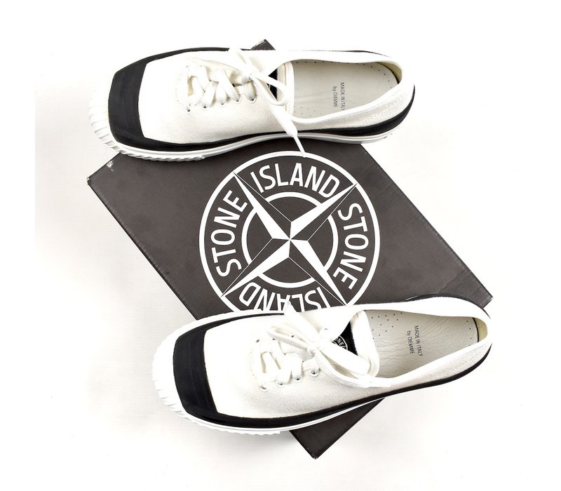 Stone Island x Diemme white canvas low trainers 41