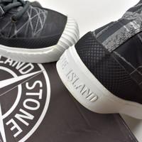 Stone Island x Diemme black reflective high top trainers 42