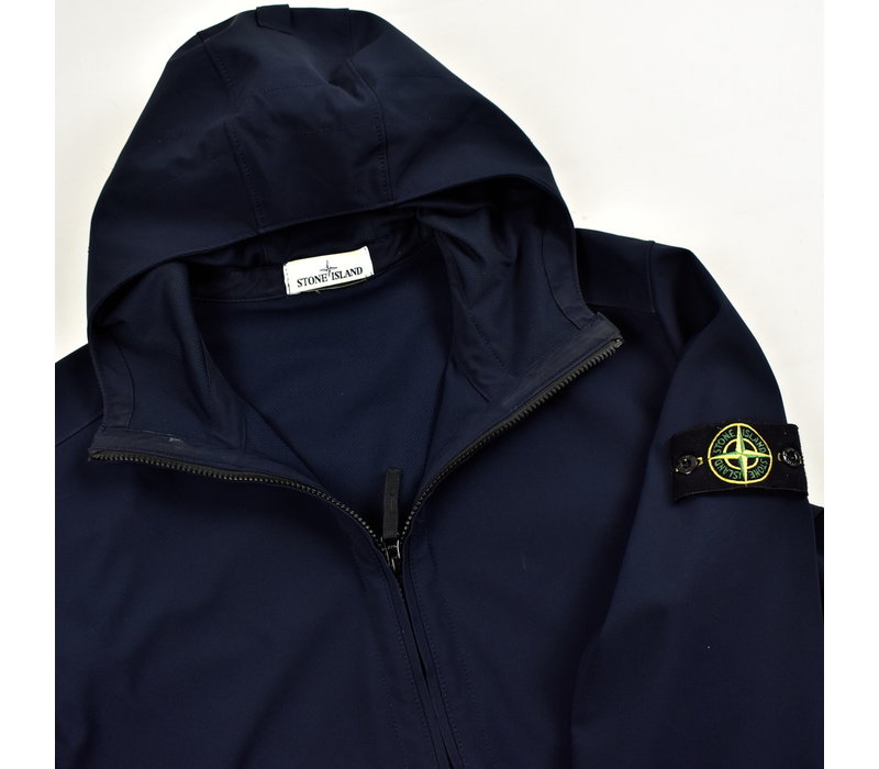Stone Island navy soft shell-r hooded jacket XL