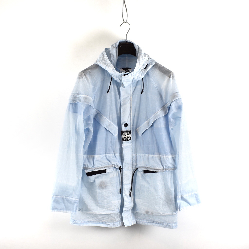 Stone Island blue reflective grid on lamy-tc parka L - Archivio85