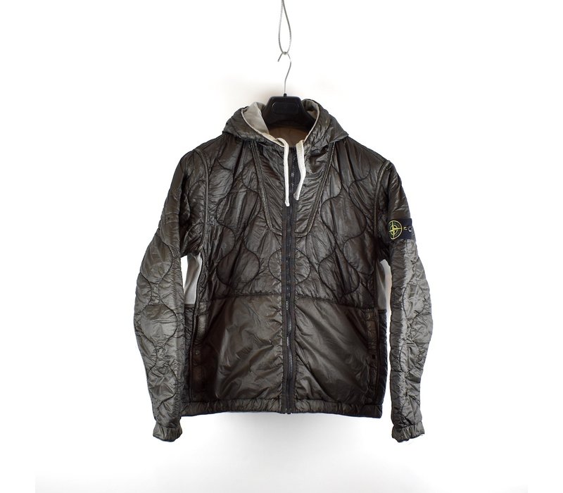 Stone Island grey reversible quilted hooded jacket L